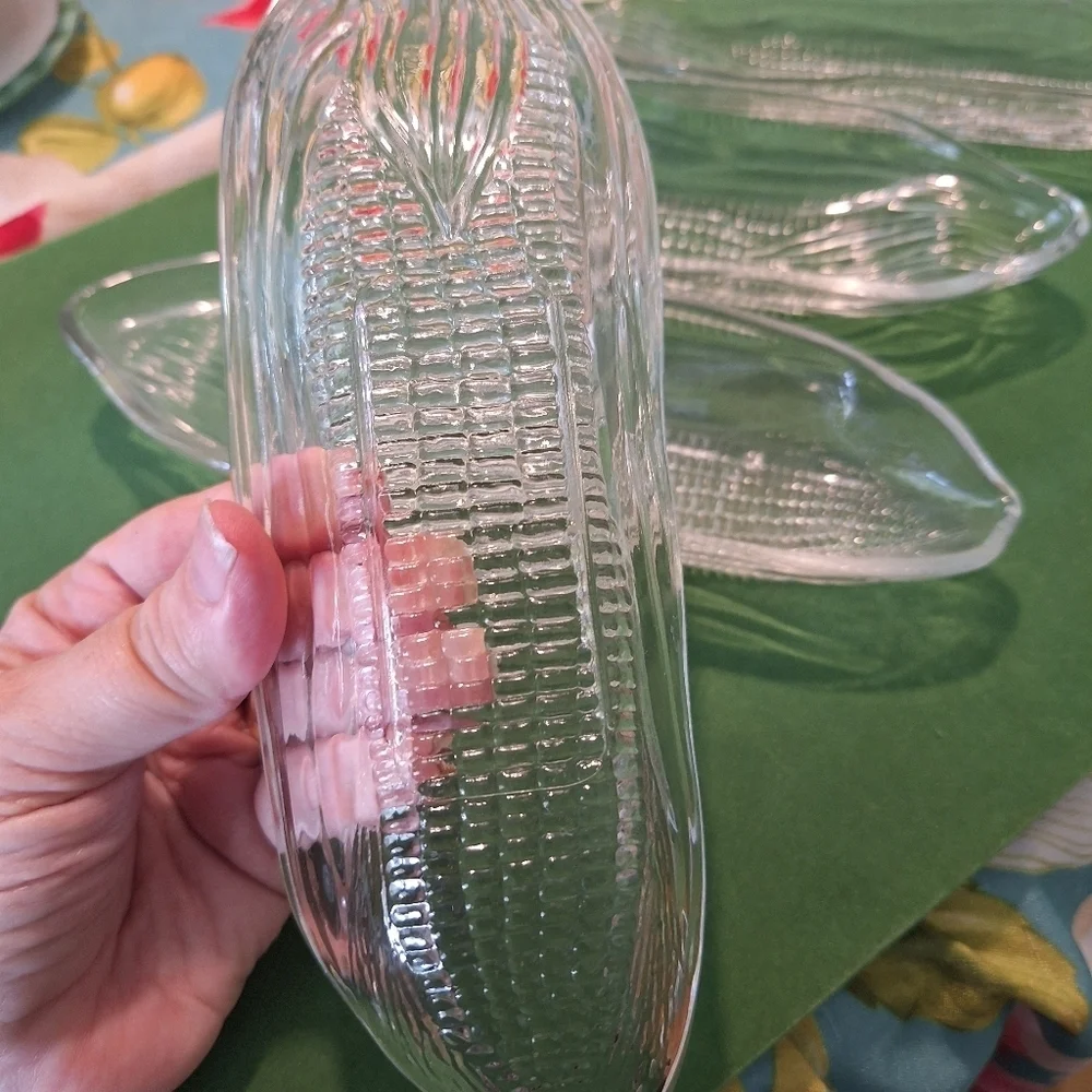 Vintage Clear Set 4 Corn on Cob